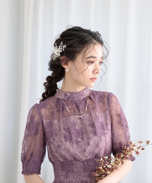 Cupid Heart（キューピッドハート）の「【Cupid Heart】結婚式アクセ　パールｘチェーン2連ネックレス（ネックレス・レディース・ゴールド・MEDIUM）」の2枚目の写真