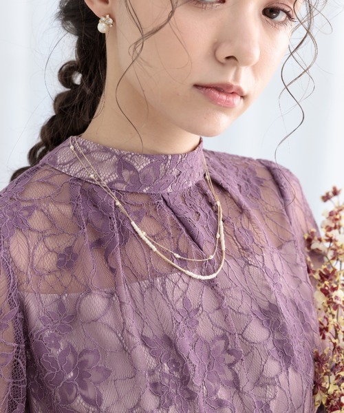 Cupid Heart（キューピッドハート）の「【Cupid Heart】結婚式アクセ　パールｘチェーン2連ネックレス（ネックレス・レディース・ゴールド・MEDIUM）」の3枚目の写真