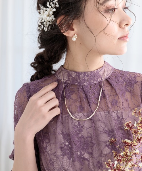 Cupid Heart（キューピッドハート）の「【Cupid Heart】結婚式アクセ　パールｘチェーン2連ネックレス（ネックレス・レディース・ゴールド・MEDIUM）」の6枚目の写真