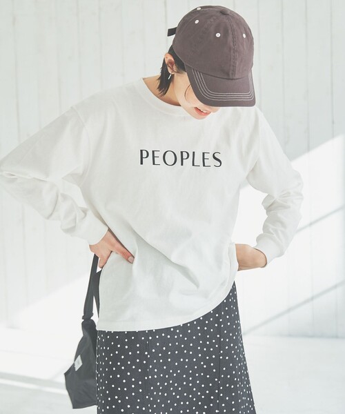 coen（コーエン）の「ミラーロゴプリントロングスリーブTシャツ（Tシャツ/カットソー・レディース・ライトグレー/オフホワイト/ナチュラル・M/L）」の4枚目の写真