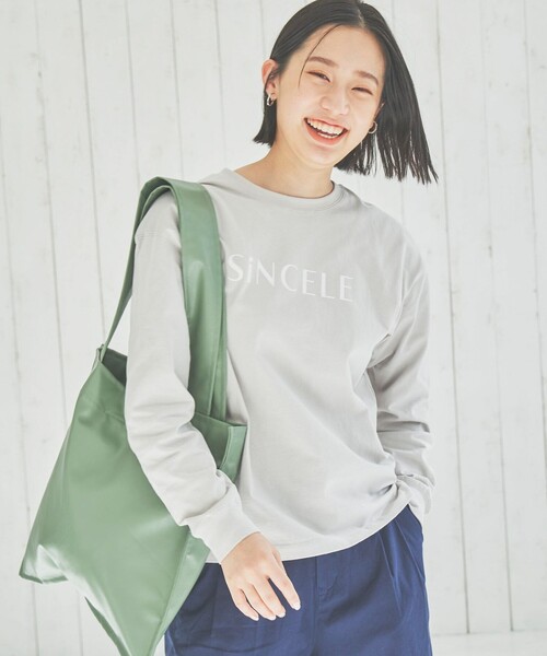 coen（コーエン）の「ミラーロゴプリントロングスリーブTシャツ（Tシャツ/カットソー・レディース・ライトグレー/オフホワイト/ナチュラル・M/L）」の10枚目の写真