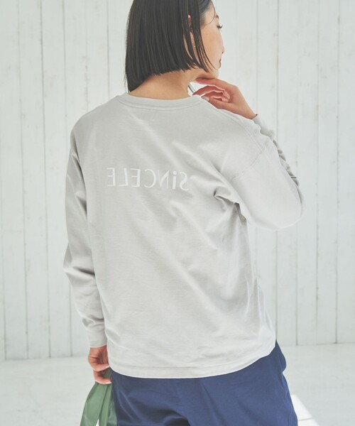 coen（コーエン）の「ミラーロゴプリントロングスリーブTシャツ（Tシャツ/カットソー・レディース・ライトグレー/オフホワイト/ナチュラル・M/L）」の12枚目の写真