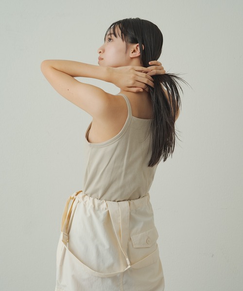 earthy（アーシー）の「earthy_オーガニックコットンアメスリカップ付きキャミソール（キャミソール・レディース・ブラック/オフホワイト/グレー・S）」の10枚目の写真