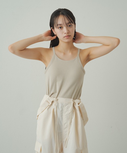 earthy（アーシー）の「earthy_オーガニックコットンアメスリカップ付きキャミソール（キャミソール・レディース・ブラック/オフホワイト/グレー・S）」の12枚目の写真