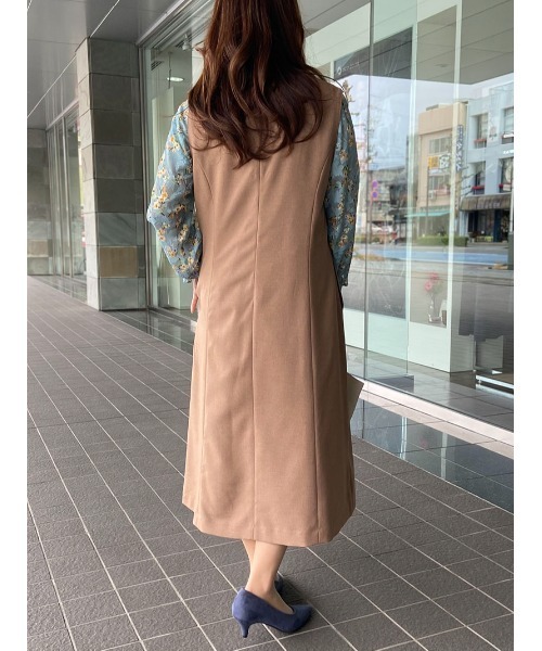 fleur by mint breeze（フルールバイミントブリーズ）の「【L～5L 大きいサイズ】麻調 Ａライン ジャンスカ（ワンピース・レディース・ネイビー/キャメル・LL/3L/4L/5L/L）」の14枚目の写真