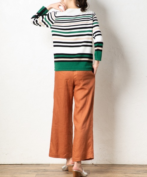 aunt lily（アントリリー）の「リネンコットン多色ボーダープルオーバー（Tシャツ/カットソー・レディース・イエロー/グリーン/ブルー・LL/L/3L/S/M）」の15枚目の写真