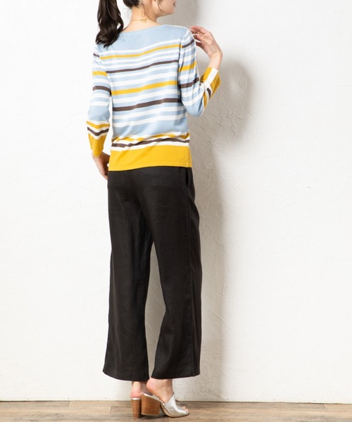 aunt lily（アントリリー）の「リネンコットン多色ボーダープルオーバー（Tシャツ/カットソー・レディース・イエロー/グリーン/ブルー・LL/L/3L/S/M）」の7枚目の写真