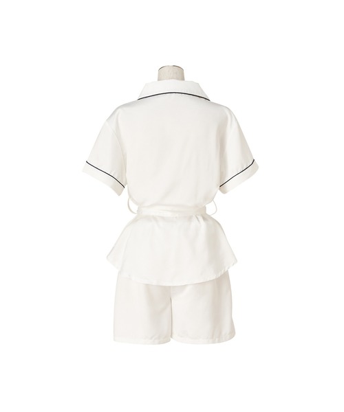 Francfranc（フランフラン）の「ロゴ刺繍 半袖短パンパジャマ ホワイト（ルームウェア/パジャマ・レディース・ホワイト・FREE）」の3枚目の写真