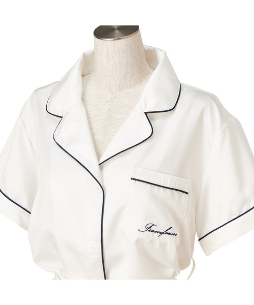 Francfranc（フランフラン）の「ロゴ刺繍 半袖短パンパジャマ ホワイト（ルームウェア/パジャマ・レディース・ホワイト・FREE）」の4枚目の写真