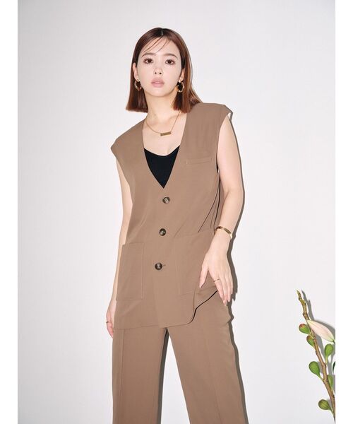 CALNAMUR(カルナムール)の「Vネックロングベスト(ベスト・レディース・グレー/ブラウン・FREE)」の7枚目の写真