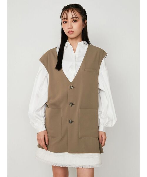 CALNAMUR(カルナムール)の「Vネックロングベスト(ベスト・レディース・グレー/ブラウン・FREE)」の15枚目の写真