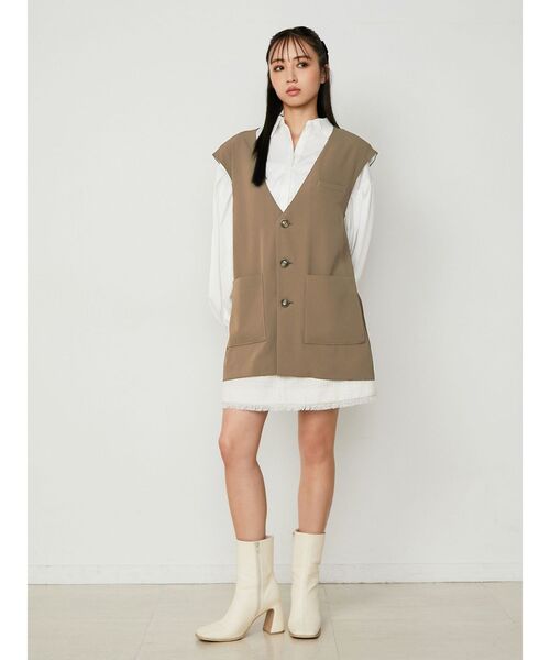 CALNAMUR(カルナムール)の「Vネックロングベスト(ベスト・レディース・グレー/ブラウン・FREE)」の11枚目の写真