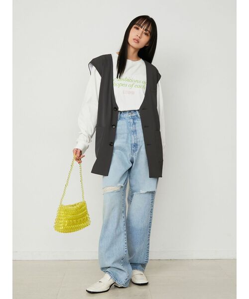 CALNAMUR(カルナムール)の「Vネックロングベスト(ベスト・レディース・グレー/ブラウン・FREE)」の17枚目の写真