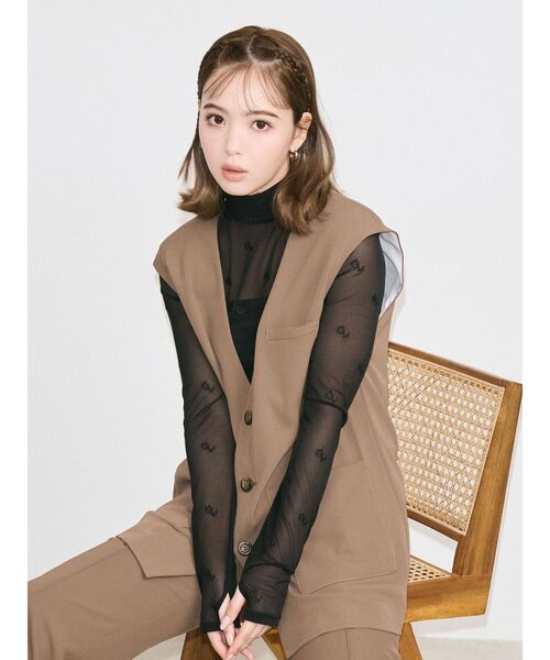 CALNAMUR(カルナムール)の「Vネックロングベスト(ベスト・レディース・グレー/ブラウン・FREE)」の8枚目の写真