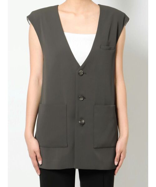 CALNAMUR(カルナムール)の「Vネックロングベスト(ベスト・レディース・グレー/ブラウン・FREE)」の10枚目の写真