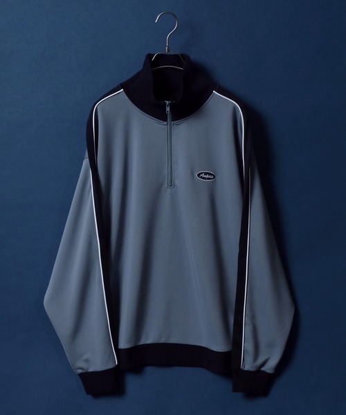 ANPAS（アンパス）の「ANPAS Oversized Side Line Half Zip Pullover/ANPAS 別注 オーバーサイズ サイドライン ハーフジップ プルオーバー トラックジャケット ジャージ（ジャージ・メンズ・ベージュ/ワイン/サックスブルー/ブラック/ホワイト・L/M）」の4枚目の写真