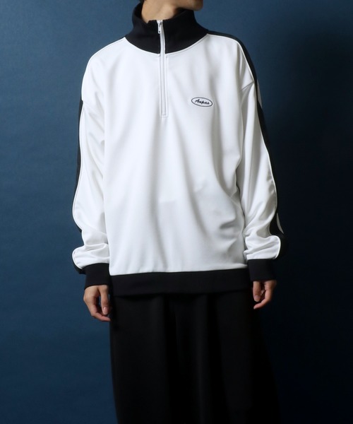ANPAS（アンパス）の「ANPAS Oversized Side Line Half Zip Pullover/ANPAS 別注 オーバーサイズ サイドライン ハーフジップ プルオーバー トラックジャケット ジャージ（ジャージ・メンズ・ベージュ/ワイン/サックスブルー/ブラック/ホワイト・L/M）」の17枚目の写真