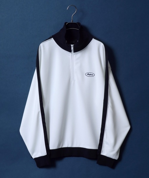 ANPAS（アンパス）の「ANPAS Oversized Side Line Half Zip Pullover/ANPAS 別注 オーバーサイズ サイドライン ハーフジップ プルオーバー トラックジャケット ジャージ（ジャージ・メンズ・ベージュ/ワイン/サックスブルー/ブラック/ホワイト・L/M）」の14枚目の写真