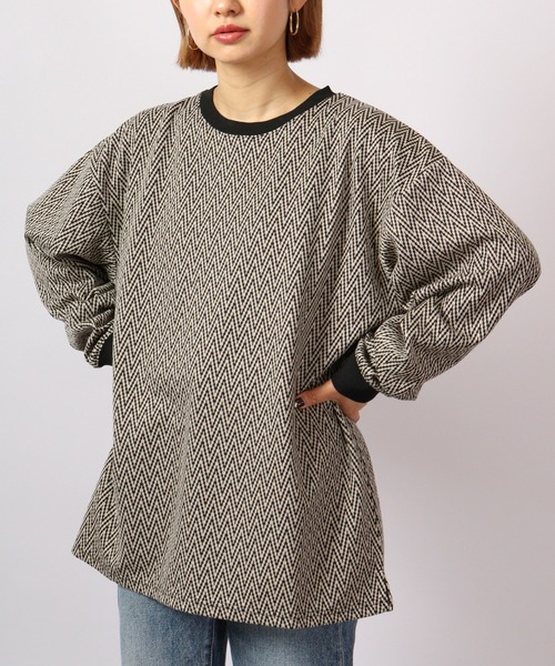 MMMM(エムエムエムエム)の「MMMM 総柄ジャガードクルーネック(Tシャツ/カットソー・メンズ・ベージュ×ブラック/グレー系その他/ブラック×ホワイト/ブラック系その他/グリーン系その他・M/L)」の3枚目の写真