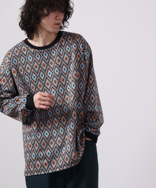 MMMM(エムエムエムエム)の「MMMM 総柄ジャガードクルーネック(Tシャツ/カットソー・メンズ・ベージュ×ブラック/グレー系その他/ブラック×ホワイト/ブラック系その他/グリーン系その他・M/L)」の4枚目の写真