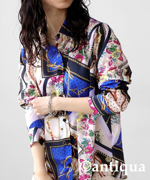 antiqua（アンティカ）の「スカーフ柄シャツ（シャツ/ブラウス・レディース・パープル系その他/グリーン系その他・FREE）」の12枚目の写真
