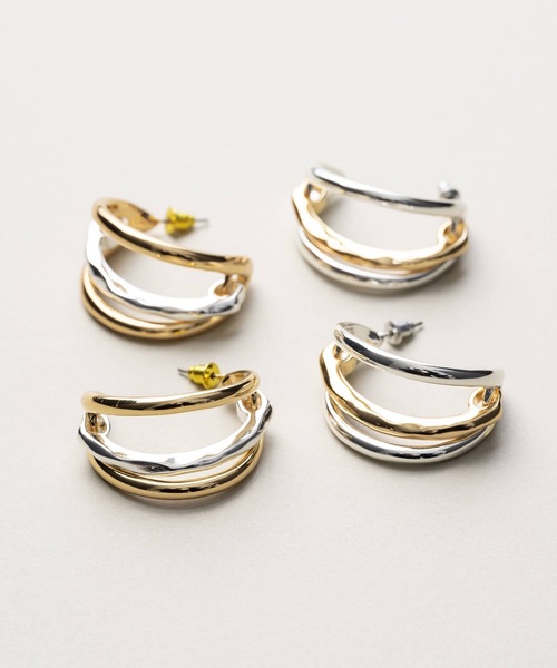 バイカラートリプルラインピアス（ピアス（両耳用））｜ANOH