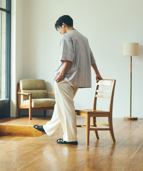 HINSON（ヒンソン）の「HINSON/ヒンソン 別注 ドットボタンスリーピングシャツ/ハーフスリーブ（シャツ/ブラウス・メンズ・ホワイト/ブラック/ベージュ/ブルー/アイボリー・MEDIUM/LARGE）」の9枚目の写真