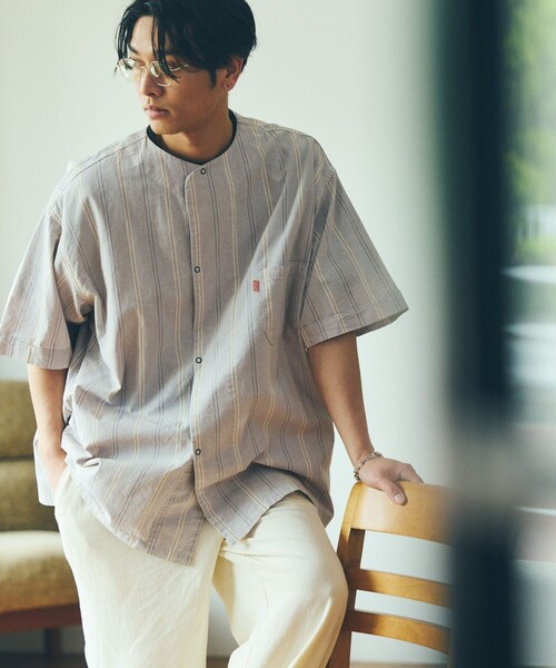 HINSON（ヒンソン）の「HINSON/ヒンソン 別注 ドットボタンスリーピングシャツ/ハーフスリーブ（シャツ/ブラウス・メンズ・ホワイト/ブラック/ベージュ/ブルー/アイボリー・MEDIUM/LARGE）」の19枚目の写真