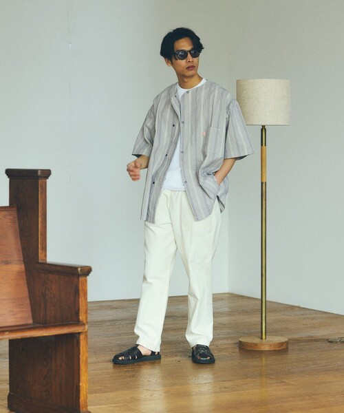 HINSON（ヒンソン）の「HINSON/ヒンソン 別注 ドットボタンスリーピングシャツ/ハーフスリーブ（シャツ/ブラウス・メンズ・ホワイト/ブラック/ベージュ/ブルー/アイボリー・MEDIUM/LARGE）」の18枚目の写真