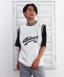 【Bz】【LAnGe】レイヤードバスケ風シャツ 韓国系 韓国ファッション