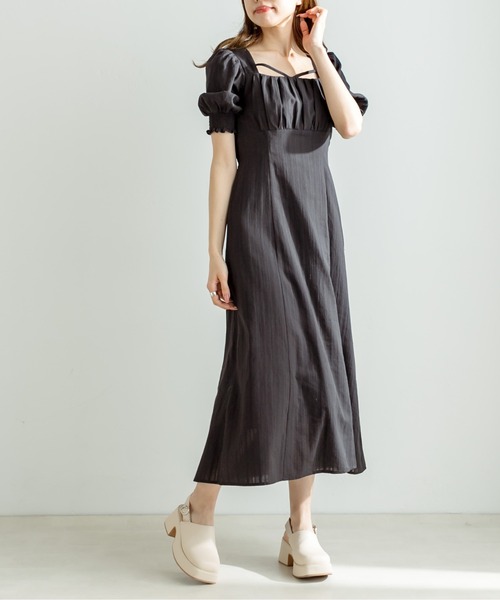 OLIVE des OLIVE（オリーブデオリーブ）の「【WEB限定カラー有】後ろドロストリボンワンピース（ワンピース・レディース・ミント/サックスブルー/ブラック/オフホワイト/チェック/ラベンダー・FREE）」の8枚目の写真