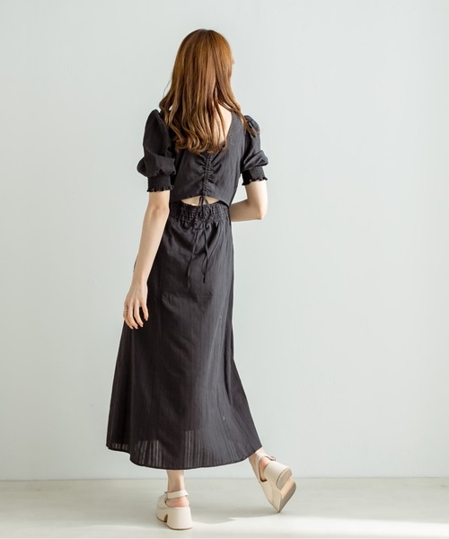 OLIVE des OLIVE（オリーブデオリーブ）の「【WEB限定カラー有】後ろドロストリボンワンピース（ワンピース・レディース・ミント/サックスブルー/ブラック/オフホワイト/チェック/ラベンダー・FREE）」の10枚目の写真