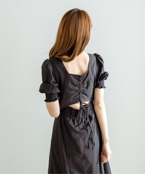 OLIVE des OLIVE（オリーブデオリーブ）の「【WEB限定カラー有】後ろドロストリボンワンピース（ワンピース・レディース・ミント/サックスブルー/ブラック/オフホワイト/チェック/ラベンダー・FREE）」の13枚目の写真