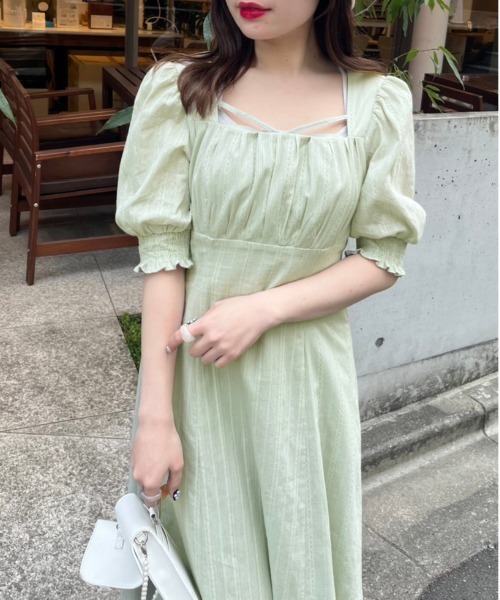 OLIVE des OLIVE（オリーブデオリーブ）の「【WEB限定カラー有】後ろドロストリボンワンピース（ワンピース・レディース・ミント/サックスブルー/ブラック/オフホワイト/チェック/ラベンダー・FREE）」の17枚目の写真