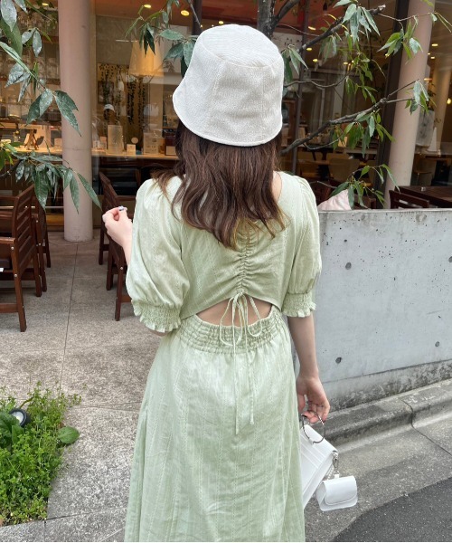 OLIVE des OLIVE（オリーブデオリーブ）の「【WEB限定カラー有】後ろドロストリボンワンピース（ワンピース・レディース・ミント/サックスブルー/ブラック/オフホワイト/チェック/ラベンダー・FREE）」の19枚目の写真