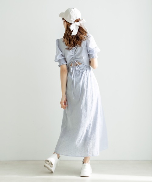 OLIVE des OLIVE（オリーブデオリーブ）の「【WEB限定カラー有】後ろドロストリボンワンピース（ワンピース・レディース・ミント/サックスブルー/ブラック/オフホワイト/チェック/ラベンダー・FREE）」の22枚目の写真