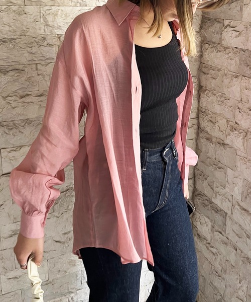 SPIRALGIRL（スパイラルガール）の「シアーボイルオーバーシャツ（シャツ/ブラウス・レディース・ピンク/ライトグリーン/ホワイト/グリーン・FREE）」の7枚目の写真