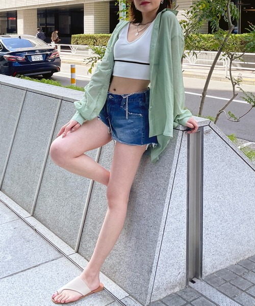 SPIRALGIRL（スパイラルガール）の「シアーボイルオーバーシャツ（シャツ/ブラウス・レディース・ピンク/ライトグリーン/ホワイト/グリーン・FREE）」の19枚目の写真