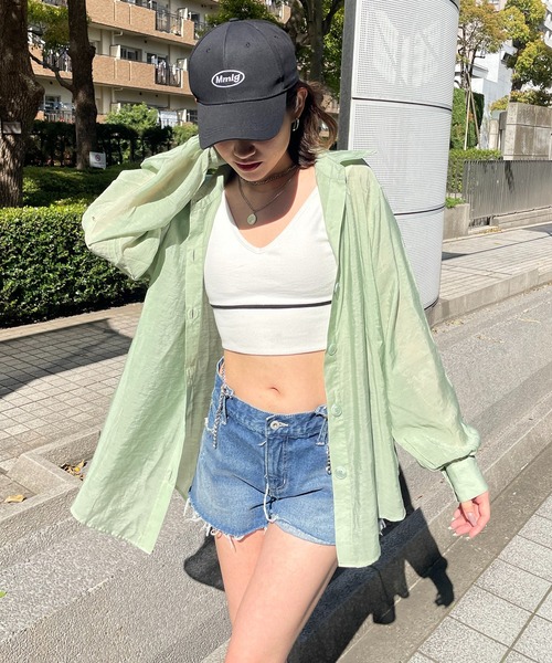 SPIRALGIRL（スパイラルガール）の「シアーボイルオーバーシャツ（シャツ/ブラウス・レディース・ピンク/ライトグリーン/ホワイト/グリーン・FREE）」の22枚目の写真