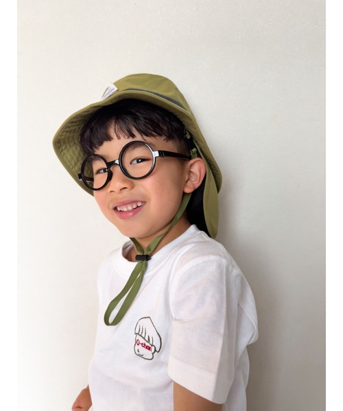 Kids Foret（キッズフォーレ）の「日よけ付メッシュ切替無地撥水ハット・帽子（ハット・キッズ・ラベンダー/ブルー/カーキ/ピンク・54/56/50/52）」の9枚目の写真