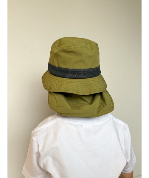 Kids Foret（キッズフォーレ）の「日よけ付メッシュ切替無地撥水ハット・帽子（ハット・キッズ・ラベンダー/ブルー/カーキ/ピンク・54/56/50/52）」の7枚目の写真