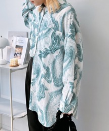 ○Wポケットサイドスリットラウンドシャツ