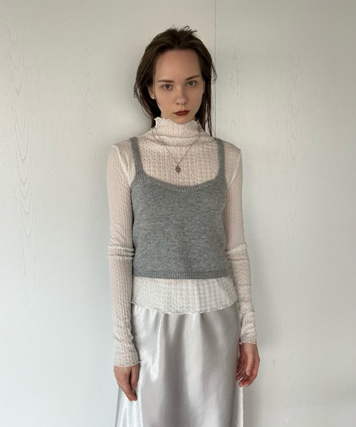 Didot.showroom(ディドット ショールーム)の「【DIDOT.】シフォンプチハイネックロンT(Tシャツ/カットソー・レディース・ブラック/ラベンダー/ベージュ/アイボリー・FREE)」の8枚目の写真