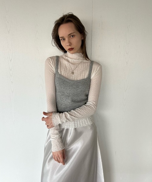 Didot.showroom(ディドット ショールーム)の「【DIDOT.】シフォンプチハイネックロンT(Tシャツ/カットソー・レディース・ブラック/ラベンダー/ベージュ/アイボリー・FREE)」の6枚目の写真