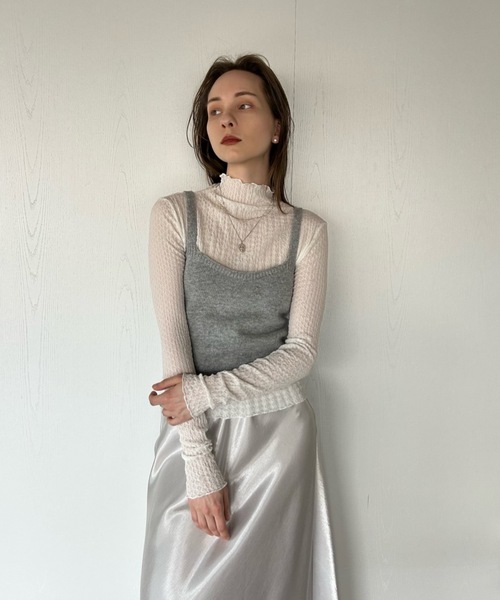 Didot.showroom(ディドット ショールーム)の「【DIDOT.】シフォンプチハイネックロンT(Tシャツ/カットソー・レディース・ブラック/ラベンダー/ベージュ/アイボリー・FREE)」の9枚目の写真