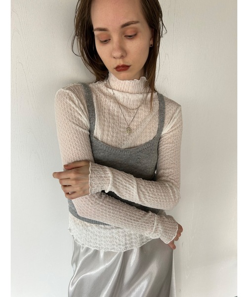 Didot.showroom(ディドット ショールーム)の「【DIDOT.】シフォンプチハイネックロンT(Tシャツ/カットソー・レディース・ブラック/ラベンダー/ベージュ/アイボリー・FREE)」の5枚目の写真
