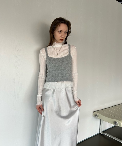 Didot.showroom(ディドット ショールーム)の「【DIDOT.】シフォンプチハイネックロンT(Tシャツ/カットソー・レディース・ブラック/ラベンダー/ベージュ/アイボリー・FREE)」の12枚目の写真