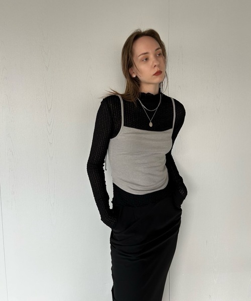 Didot.showroom(ディドット ショールーム)の「【DIDOT.】シフォンプチハイネックロンT(Tシャツ/カットソー・レディース・ブラック/ラベンダー/ベージュ/アイボリー・FREE)」の16枚目の写真