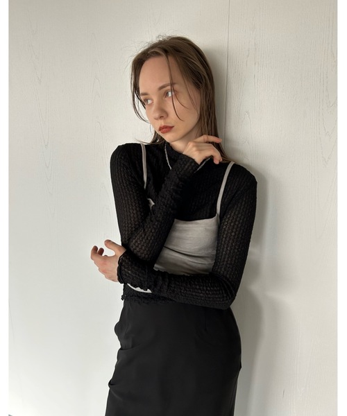 Didot.showroom(ディドット ショールーム)の「【DIDOT.】シフォンプチハイネックロンT(Tシャツ/カットソー・レディース・ブラック/ラベンダー/ベージュ/アイボリー・FREE)」の22枚目の写真