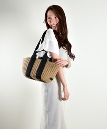 maison vert（メゾンヴェール）の「【ペーパー素材・多収納】ダブルハンドルかごバッグ（トートバッグ）」